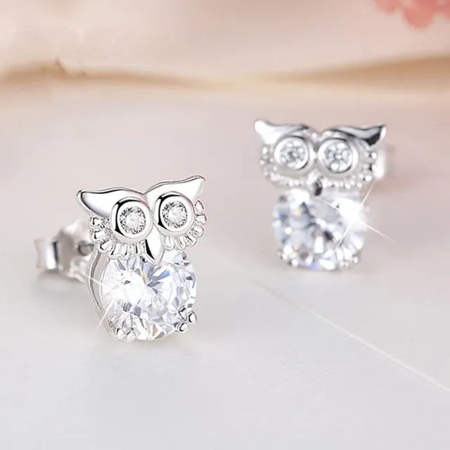 Boucles d'oreilles originales en argent Hibou