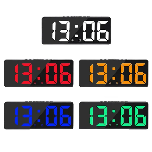 Digital alarm clock with LED display and temperature
