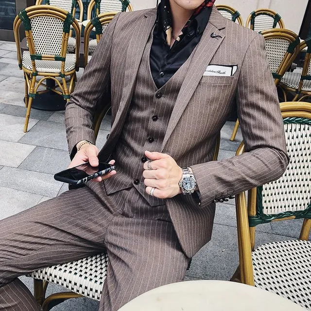 Men's Cubeed Casual Business Suit - 3 db-os készlet - Sako + Vesta + Nadrágok