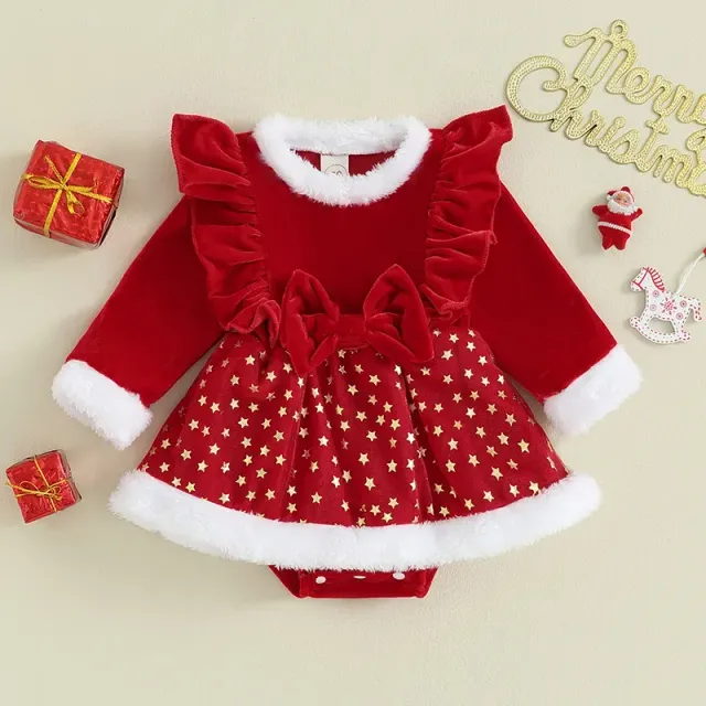 Christmas stuffed overal for newborns and toddlers with long sleeve and star printing