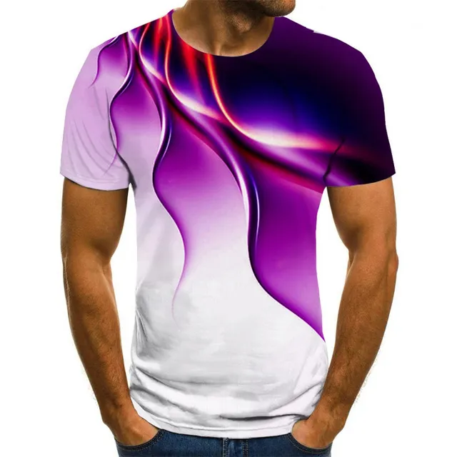 T-shirt męski z ciekawym nadrukiem 3D i krótkimi rękawami