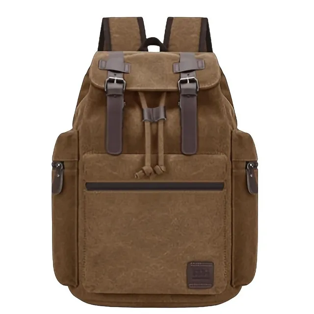 Practical canvas backpack for computer with lapel - ideal for travel