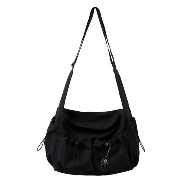 Crossbody kabelka, priestranná ramenná taška, módny zips taška s príveskom
