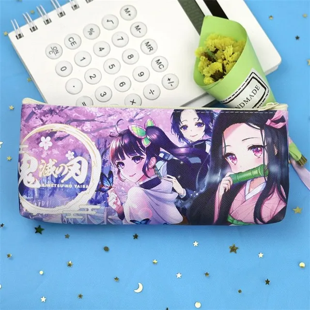 Trendy modern original stylish school pencil case with one pocket with colourful anime motif