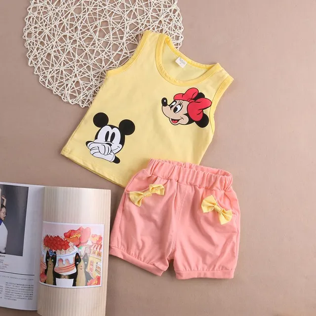 Girls cute summer set with a print of a popular animated couple - tank top + shorts