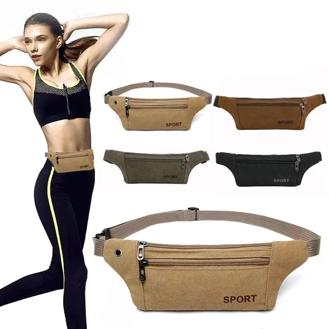 Unisex sports jogging fanny pack for mobile phone and coins from durable canvas for outdoor activities