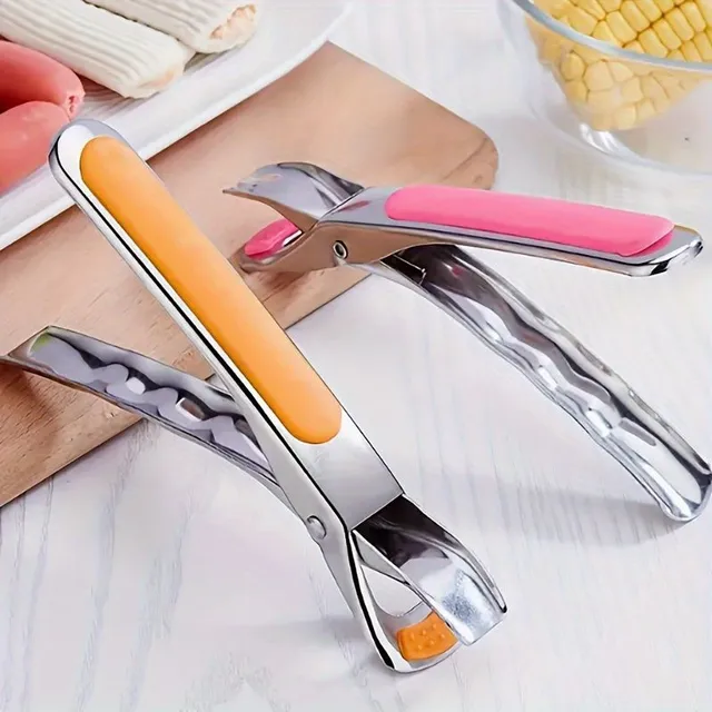 Stainless steel kitchen pliers resistant to burn, heat resistant silicone handles