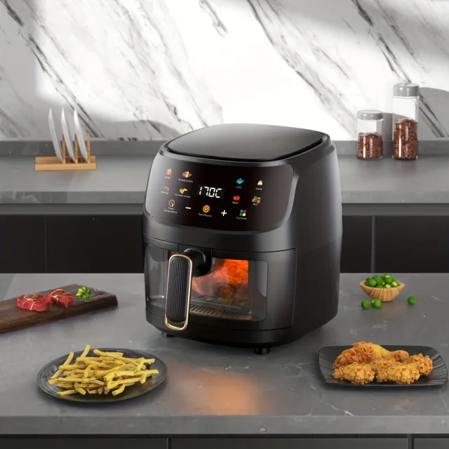 Large hot air fryer with color touch screen