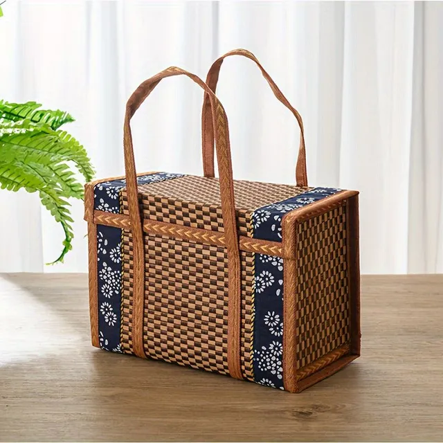 Basket for fruit and desserts from bamboo in vintage style