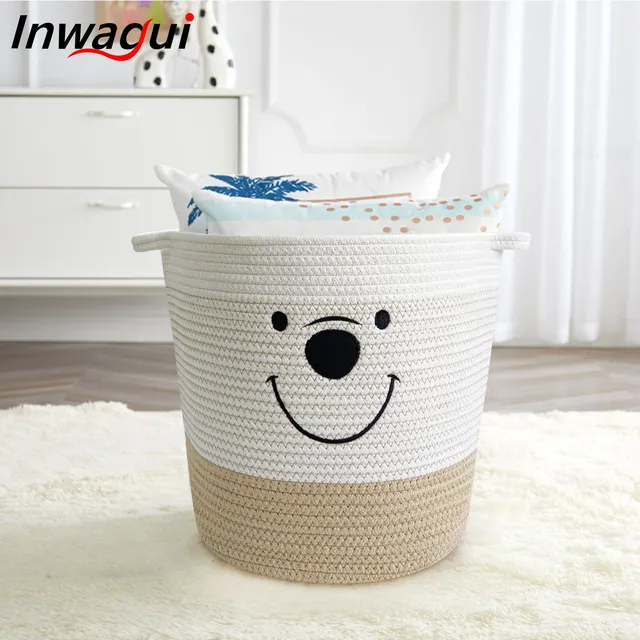 Large storage basket made of 100% cotton rope with practical handles - For order in every corner