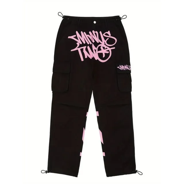 Men's cargo pants Y2K with scribble print