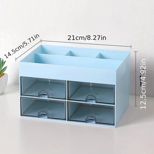 Organizer for cosmetics and office supplies with 4 drawers