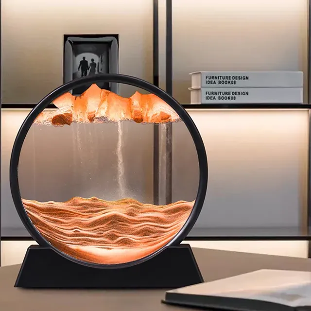 Klepsydra z półką Piaskowy krajobraz z głębin morskich Obraz z ruchomym piaskiem Dekoracja biurka do domu