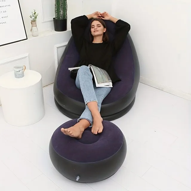 Scaun gonflabil de relaxare cu suport pentru picioare