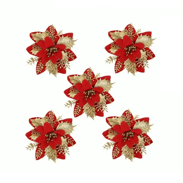 Sparkling artificial Christmas flowers for hanging for decorating the tree and home