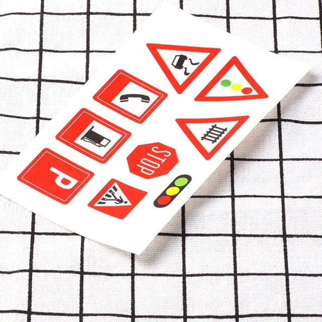 Stickers with road motif and road signs