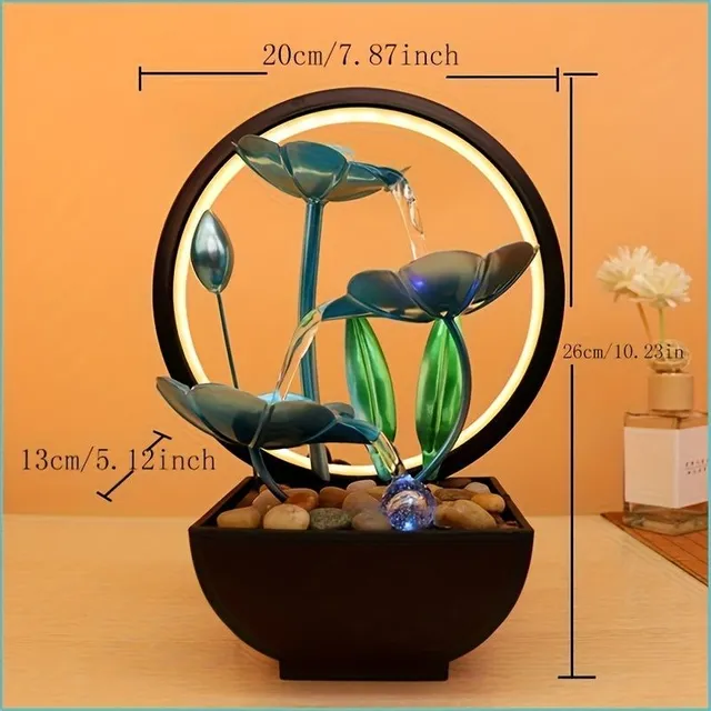 1pc Decorative fountain of metal - modern design, sound water for relaxation - office or living room decoration