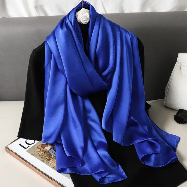 Fashionable satin scarf with a size of 90x180 cm for women