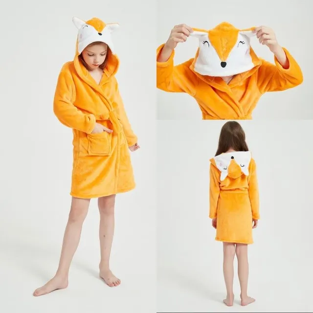 Children's comfortable animal robe with hood