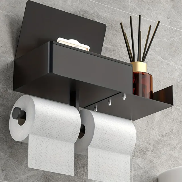 Elegantní úložník: Držák toaletního papíru s poličkou na stěnu - Praktický a stylový doplněk