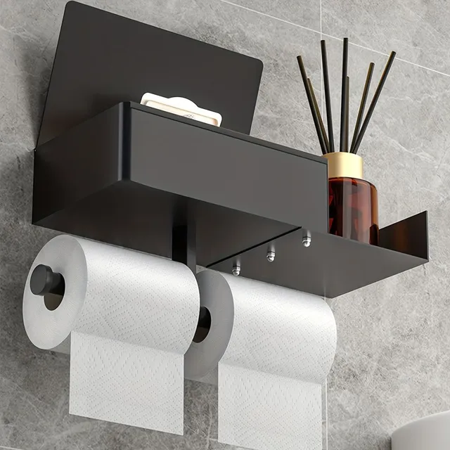 Elegant lounge: Toilet paper holder with wall shelf - Practical and stylish supplement