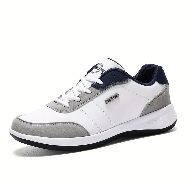 Men's fashionable striped laced sneakers, light outdoor walking shoes