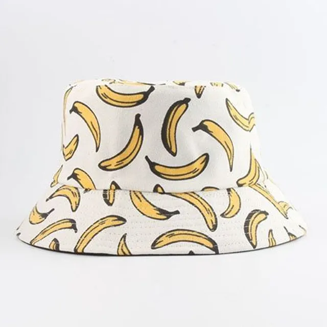 Štýlový obojstranný klobúk - viac farieb banana-white