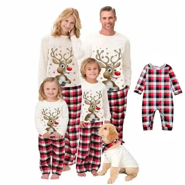 Christmas family pyjamas with a cheerful reindeer print