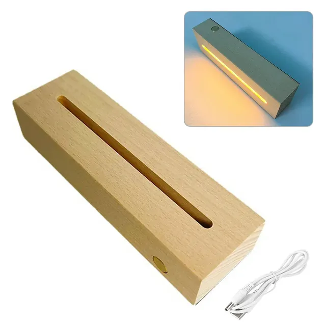 Wooden lamp with LED lighting and color rectangular display