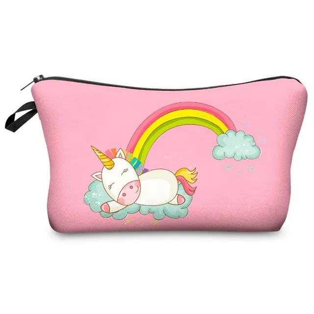 Travel cosmetic bag with cute unicorn