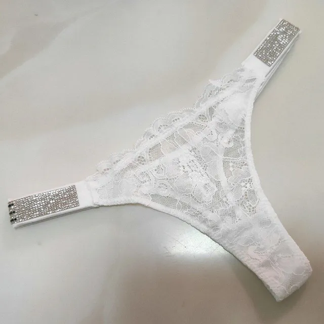 Women's Lacey Sexy Thongs with Low Waist and Stones