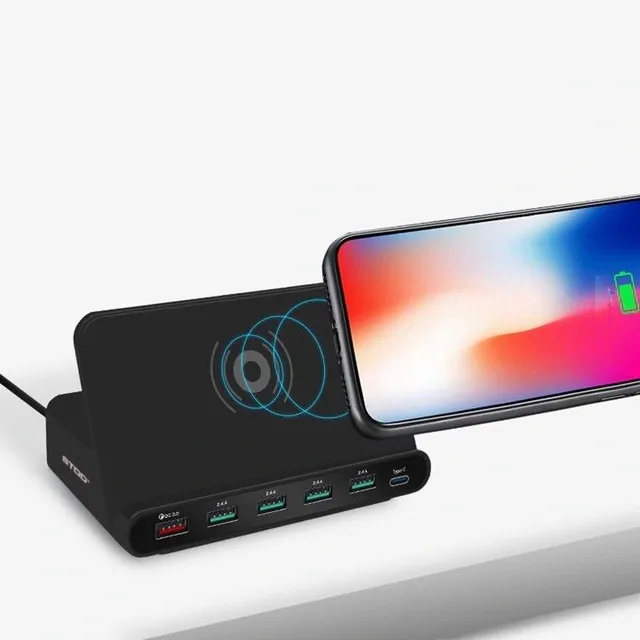 Combined wireless charging station 6 ports