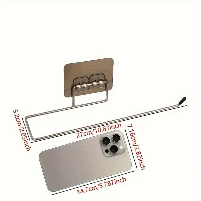 Wall holder for paper towels made of stainless steel, without drilling, for living room, bathroom and kitchen