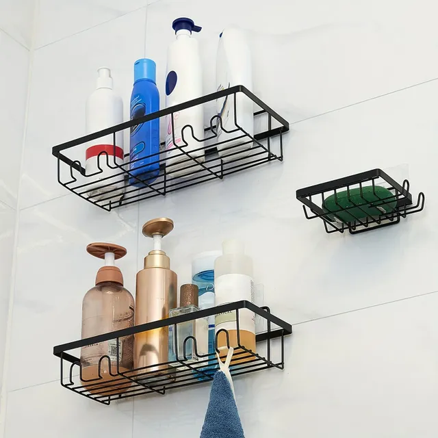 Drilling shower organizer with soap holder