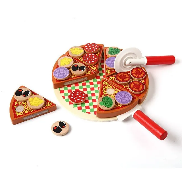 Set de pizza din lemn pentru copii