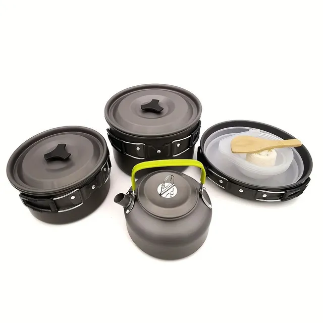 Outdoor Kemping Set of Tea Konvic Z Aluminium alloys For 4-5 Persons, Set of Portable Kemping Konvic With 1 spoon, 1 spoon on rice, 5 plastic bowls and 2 plastic plates A 1 sink, pan, pot To cook