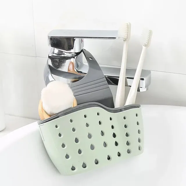 Drip storage box for sponges and kitchen utensils with adjustable hanger strap