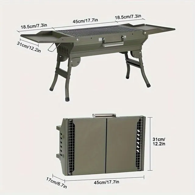 Barbecue for charcoal, 1 pcs, folding, portable barbecue for trips, camping and picnic - with legs