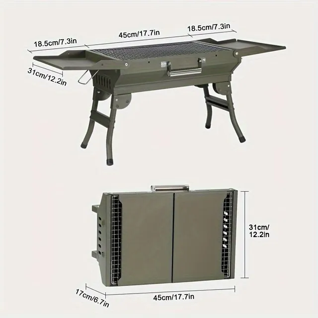 Grill na węgiel drzewny, 1 szt., składany, przenośny grill