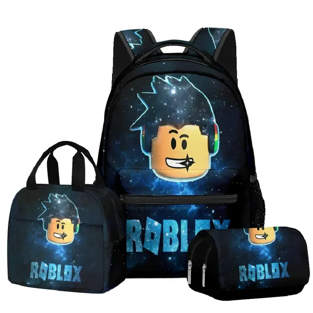 Stylish school set for children - Backpack, pencil case, lunch bag in various Roblox motifs