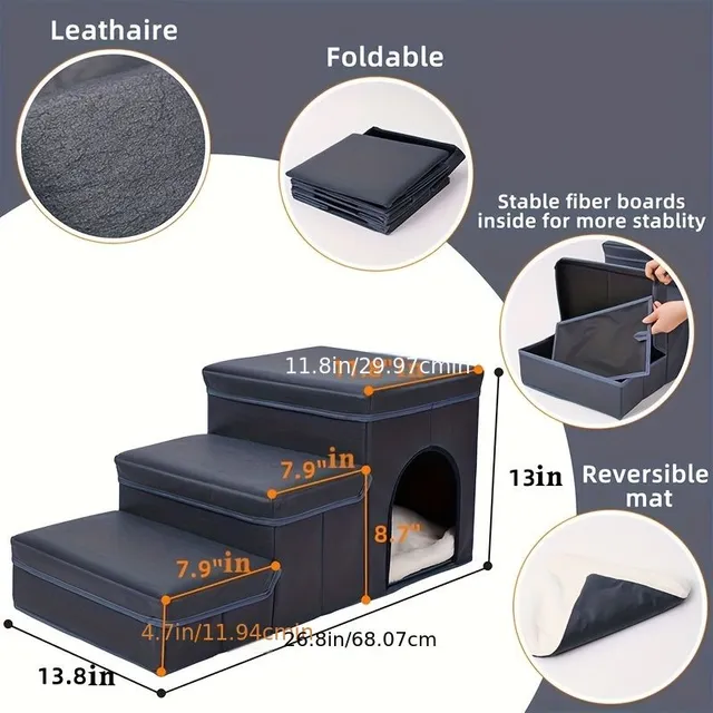 Foldable stairs for dog with pelíšek - Safe access to bed, couch and other places