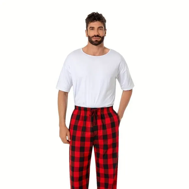 Male Pajama Pants in Simple Style with Cube Pattern