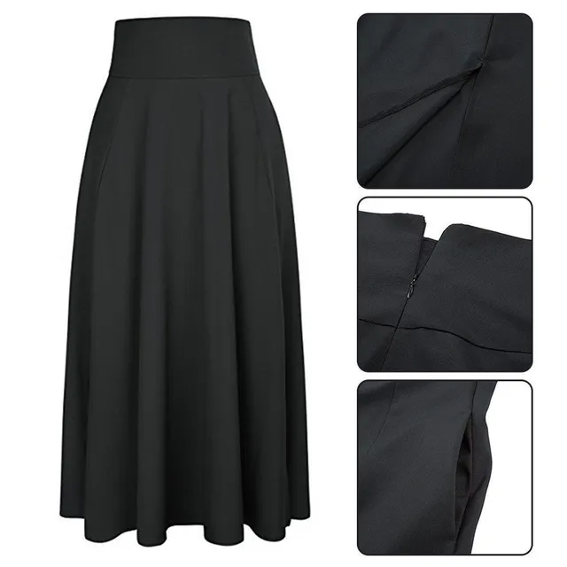 Women's fashion long A-line skirt with pocket and tied bow