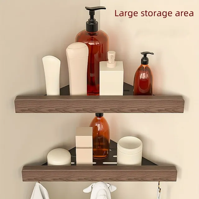 1pc Wooden Triangle Corner Storage Polička, Shower Stand On Shampoo Free of charge On Toilet Needs, Florals, Fragrance Candles, Organizer Saving Place In Houses Do Bathroom, Bedroom, Living Rooms, House, Colleges, Decoration Rooms