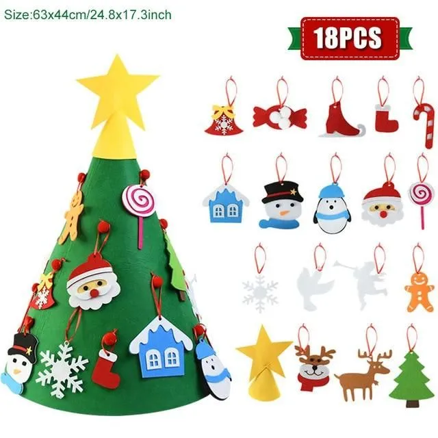 Plstěný vánoční stromek pro děti i-18pcs-ornaments