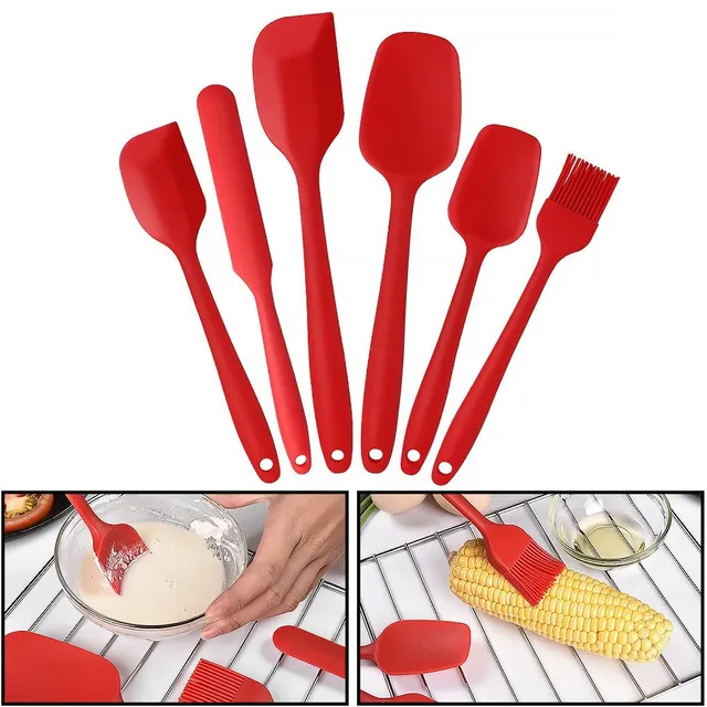 Set of 6 silicone heat-resistant spatulas