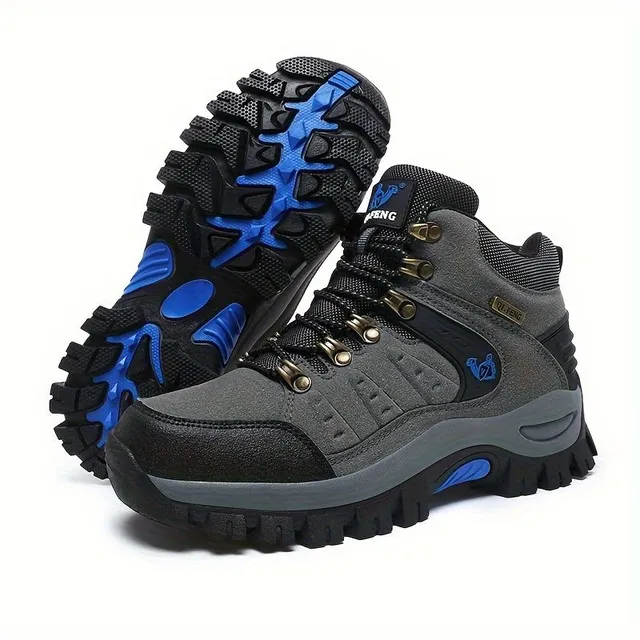 Men's fashionable and durable trekking shoes with laces, comfortable shoes with anti-slip sole for men's outdoor activities