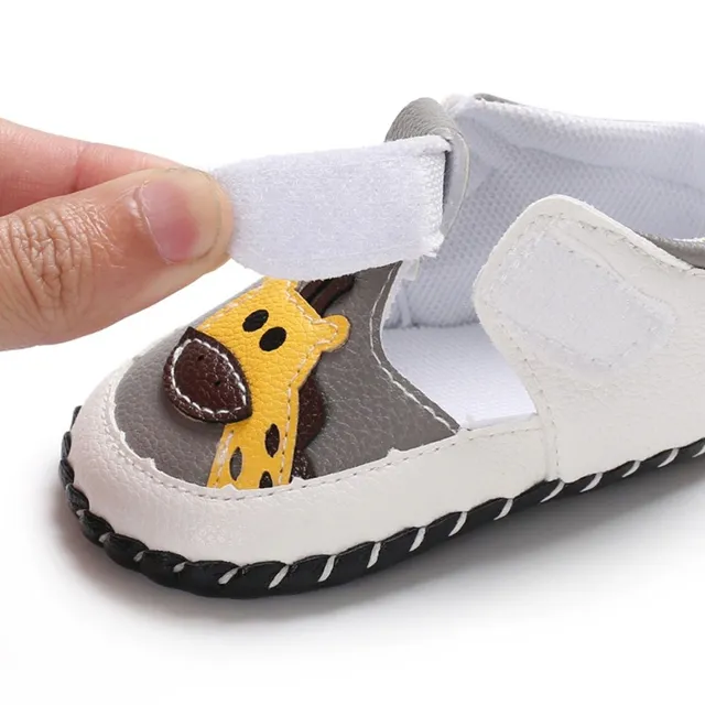 Chaussures en cuir pour enfants avec girafe