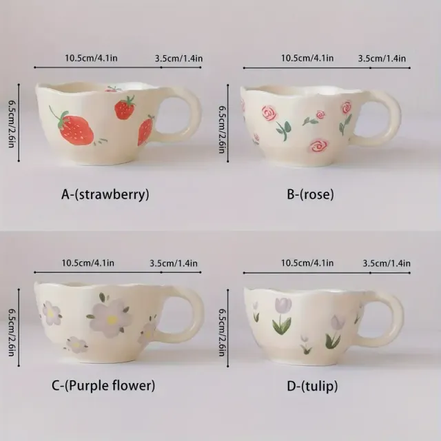 1 pièce, tasse à café avec motif floral, tasse en céramique irrégulière, pour la famille, les collègues, les enseignants