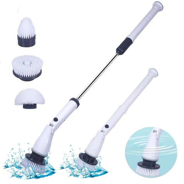 1 Set, Electric Centrifuge Washing Machine With 3 Replaceable Brush Heads / Only 3 Spare Heads, Electric Electric Cleaning Brush With Adjustable Long Handle, Waterproof Shower Washing Machine, Do Bathroom, Kitchen, Bath, Tiles, Showers, A